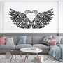 Heartfelt Angel Wings Metal Wall Art For Home—Geometric Diamond Heart Design, Love Gift