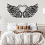Heartfelt Angel Wings Metal Wall Art For Home—Geometric Diamond Heart Design, Love Gift