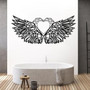 Heartfelt Angel Wings Metal Wall Art For Home—Geometric Diamond Heart Design, Love Gift