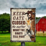 Keep Gate Closed - Retro Metal Goat Sign For Farm, Coffee Bar, Or Barn Gift - 8x12inch Wall Decor For Goat Lovers