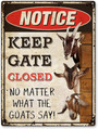 Personalized Metal Goat Signs For Farmers - Keep Gate Closed Weather Resistant Outdoor Decor
