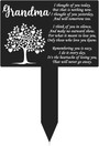 Thoughtful Grandma Memorial Metal Grave Marker Plaque - Waterproof Sympathy Garden Stake For Cemetery Decoration