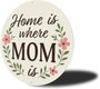 Heartfelt Home Is Where Mom Is Round Wood Sign For Kitchen Decor