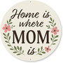 Heartfelt Home Is Where Mom Is Round Wood Sign For Kitchen Decor
