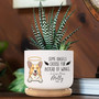 Touching Personalized Pet Memorial Plant Pot - Succulent Remembrance Gift With Bamboo Tray For Patio Or Garden