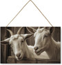 Farmhouse Style Welcome Sign - Personalized Wood Goat Sign For Indoor Outdoor Porch Wall Decor