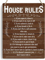 Rustic Family Rules Wooden Sign For Farmhouse Living Room Or Kitchen Decor - Thoughtful Wall Art
