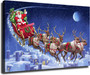 Santa's Sleigh Wall Art And Decor For Living Room Or Office - Christmas Canvas Poster With Santa, Reindeer And Bedroom Decoration
