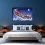 Santa's Sleigh Wall Art And Decor For Living Room Or Office - Christmas Canvas Poster With Santa, Reindeer And Bedroom Decoration
