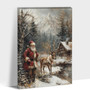 Vintage Santa's Sleigh Canvas - Holiday Winter Wall Art Decoration For Living Room