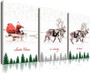 Thoughtful Santa's Sleigh Wall Art Canvas Set Of 3 For Holiday Decor - Festive Living Room Christmas Design