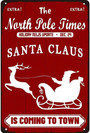 Santa's Sleigh Wall Art For Farmhouse Kitchen - Vintage Metal Sign - Christmas Decor For Cafes, Bars, Clubs
