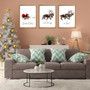 Santa's Sleigh Canvas Wall Art - Festive Christmas Decor For Living Room - Set Of 3 Prints With Deer And Santa Claus