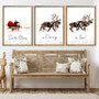 Santa's Sleigh Canvas Wall Art - Festive Christmas Decor For Living Room - Set Of 3 Prints With Deer And Santa Claus