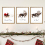 Santa's Sleigh Canvas Wall Art - Festive Christmas Decor For Living Room - Set Of 3 Prints With Deer And Santa Claus