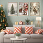 Vintage Christmas Canvas Set With Santa's Sleigh - Nostalgic Winter Wall Art For Living Room & Bedroom