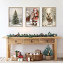 Vintage Christmas Canvas Set With Santa's Sleigh - Nostalgic Winter Wall Art For Living Room & Bedroom
