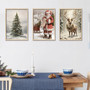 Vintage Christmas Canvas Set With Santa's Sleigh - Nostalgic Winter Wall Art For Living Room & Bedroom