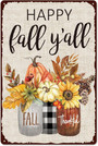 Retro Thanksgiving Wall Art Decor Metal Sign With Pumpkin & Leaves For Club, Bar Or Garage Holiday Decoration