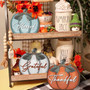 Thanksgiving Wall Art And Decor - Farmhouse Wooden Pumpkin Signs For Living Room And Dining Table
