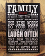 Vintage Style Family Rules Tin Sign For Home Bars Cafes - Thoughtful Wall Art Decoration