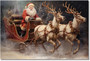 Vintage Santa's Sleigh Canvas For Living Room Christmas Farmhouse Decor