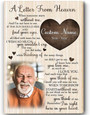 A Letter From Heaven memorial canvas, personalized with name and date; heartfelt poem for Grandma, home memorial decor