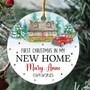 Custom Living Room Ornament - First Christmas In New Home 2025 With Red Car Tree Design