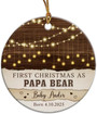 Heartfelt Personalized Papa Bear Ornament For New Dads - Living Room Christmas Keepsake With Custom Name & Date