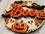 Cute Spooky Halloween Boo Round Wood Sign - Ghost & Pumpkin Decor for Indoor or Outdoor Use