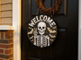Spooky Skeleton Welcome Sign - Halloween Door Decor With Bats