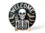 Spooky Skeleton Welcome Sign - Halloween Door Decor With Bats