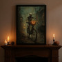 Spooky Skeleton Wall Art Canvas Halloween Gothic Design For Haunted House Decor Dark Academia Aesthetic