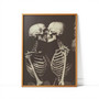 Vintage Skeleton Wall Art Canvas - Romantic Couple Kissing Print For Halloween DéCor
