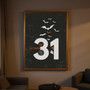 Halloween canvas art highlighting October 31 countdown in monochrome black and cream, minimalist style with ghost accent