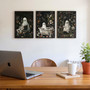 3Pcs Romantic Ghost Halloween Canvas Set For Bathroom - Vintage Gothic Wall Decor With Wildflowers