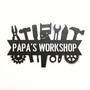 Dad Workshop metal sign, personalized toolshed decor with custom name and year, rustic garage piece for Father's Day gift