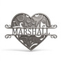 wedding metal heart sign personalized with couple's names and date, romantic wall decor and keepsake gift for newlyweds