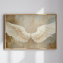 Vintage Angel Wings Canvas Wall Art For Bedroom - White Feather Design
