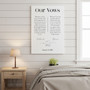 Custom Anniversary Wedding Vows Art | Canvas Gifts For Newlyweds & Vow Renewal | Elegant Home DéCor