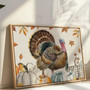 Rustic Fall Blessings Turkey Canvas Wall Art Decor