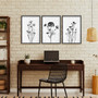 Minimalist Black White Botanical Canvas Set For Bedroom Or Office Decor