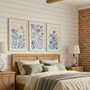 Chinoiserie Blue Botanical Canvas Print Set - Minimalist Home Vibe