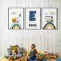 Custom Named Construction Nursery Canvas Set - Boys Bedroom Wall Art