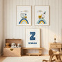 Custom Named Construction Nursery Canvas Set - Boys Bedroom Wall Art
