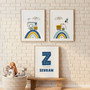 Custom Named Construction Nursery Canvas Set - Boys Bedroom Wall Art