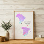 Long Distance Love Map Canvas - Custom Family Connection Gift