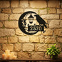 Spooky Raven And Moon Metal Address Sign For Halloween Homes