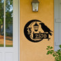 Spooky Raven And Moon Metal Address Sign For Halloween Homes