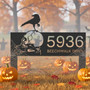 Customized Halloween Address Metal Sign With Raven & Skull Design For Outdoor Decor